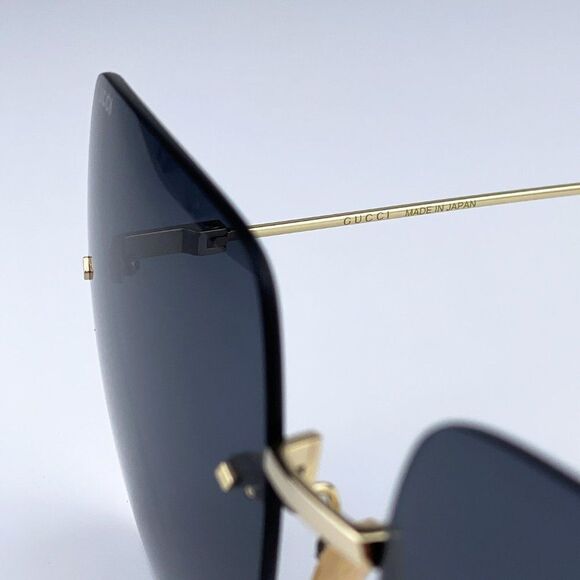 NEW GUCCI GG1147S 001 Gold Dark Gray Rimless Metal Butterfly Oversized Women
